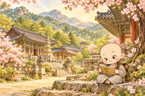 무념스님과 해인사를 그린 창작 수채화